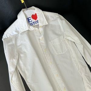 Uniqlo small white shirt and HM medium blue shirt